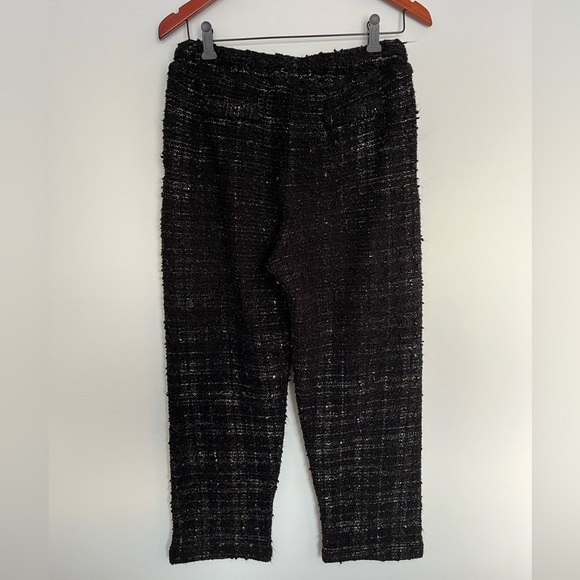 Eva franco Black Tweed Metallic Joggers Comfy Trousers size small - Picture 4 of 5